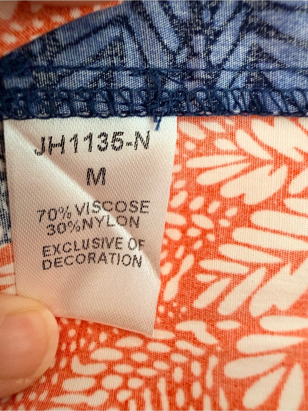 THML Navy Blue White and Orange Floral Halter Tank Top - Picture 9 of 12